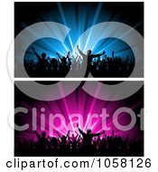 Royalty Free Vector Clip Art Illustration Of A Digital Collage Of Blue And Pink Crowd Website Banners