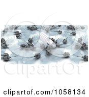 Royalty Free CGI Clip Art Illustration Of A 3d Energy Saving Bulb On Old Fashioned Light Bulbs by KJ Pargeter