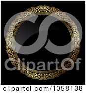 Poster, Art Print Of 3d Golden Ornate Circle Frame With Shiny Black