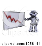 Royalty Free CGI Clip Art Illustration Of A 3d Robot Discussing A Decline Graph