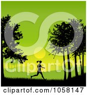 Poster, Art Print Of Silhouetted Woman Jogging At Sunrise