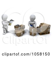 Poster, Art Print Of 3d White Characters Shipping Packages