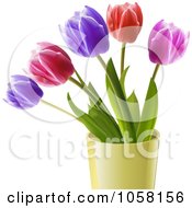 Poster, Art Print Of Spring Tulips In A Yellow Vase