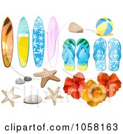 Royalty-Free Vector Clip Art Illustration Of A Digital Collage Of Summer Time Beach Design Elements