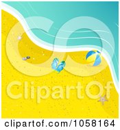 Flip Flops A Beach Ball And A Starfish On A Beach By The Surf