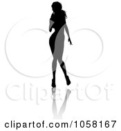 Royalty Free Vector Clip Art Illustration Of A Sexy Silhouetted Woman With A Reflection 3