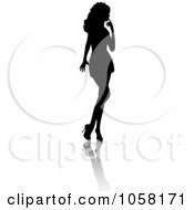 Royalty Free Vector Clip Art Illustration Of A Sexy Silhouetted Woman With A Reflection 1 by KJ Pargeter