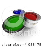 3d Red Green And Blue Paint Buckets
