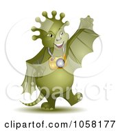 Poster, Art Print Of 3d Green Alien With Wings And A Camera