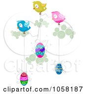 Poster, Art Print Of Easter Birds Transporting Decorated Eggs