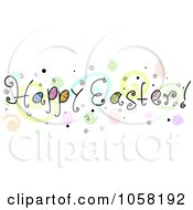 Poster, Art Print Of Happy Easter Greeting With Spirals And Bubbles