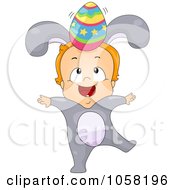 Poster, Art Print Of Toddler In A Bunny Costume Balancing An Egg On His Head