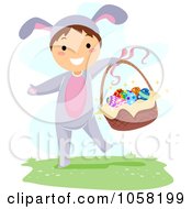 Poster, Art Print Of Boy In A Bunny Costume Holding An Easter Basket