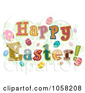 Poster, Art Print Of Happy Easter Greeting With Eggs And Bubbles