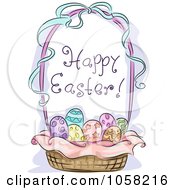 Poster, Art Print Of Basket Of Decorated Eggs With A Happy Easter Greeting
