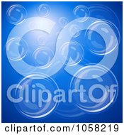 Poster, Art Print Of Background Of Bubbles And Light Over Blue