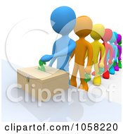 Royalty Free CGI Clip Art Illustration Of 3d Diverse People Donating Funds