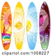 Poster, Art Print Of Digital Collage Of Surf Boards With Summer Designs