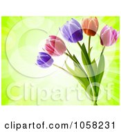 Poster, Art Print Of Tulips On A Vibrant Green Background