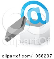 Poster, Art Print Of Blue Email Symbol In A 3d Box