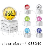 Poster, Art Print Of Digital Collage Of 3d Discount Buttons On Stacks