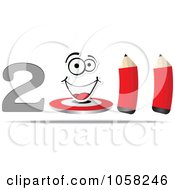 Royalty Free Vector Clip Art Illustration Of A 3d 2011 Of A Face And Pencils