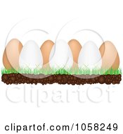 3d White And Brown Eggs In Grass