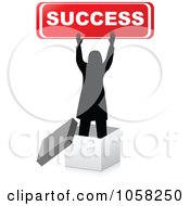 Royalty Free Vector Clip Art Illustration Of A Silhouetted Woman Holding A Success Sign In A 3d Box by Andrei Marincas