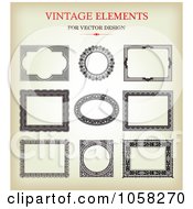 Royalty Free Vector Clip Art Illustration Of A Digital Collage Of Brown Sketches Of Ornate Frames