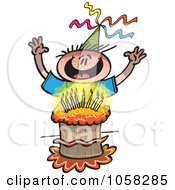 Royalty Free Vector Clip Art Illustration Of A Happy Birthday Boy Behind His Cake