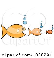 Poster, Art Print Of Three Orange Fish The Bigger Ones Eating The Smaller Ones