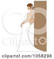 Royalty Free Vector Clip Art Illustration Of A Brunette Bride Leaning In Her Gown 2