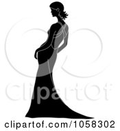 Royalty Free Vector Clip Art Illustration Of A Silhouetted Bride Leaning In Her Gown 2