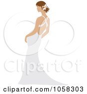 Royalty Free Vector Clip Art Illustration Of A Brunette Bride Leaning In Her Gown 1