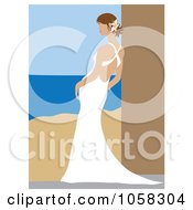 Royalty Free Vector Clip Art Illustration Of A Brunette Bride Leaning In Her Gown 3