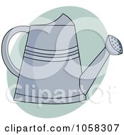 Poster, Art Print Of Metal Watering Can Over A Green Oval