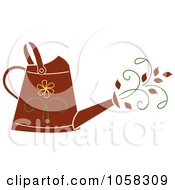 Poster, Art Print Of Brown Floral Watering Can With Vines