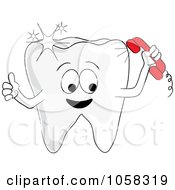 Royalty Free Vector Clip Art Illustration Of A Sparkly Tooth Character Making A Phone Call