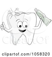 Poster, Art Print Of Sparkly Tooth Character Holding Paste