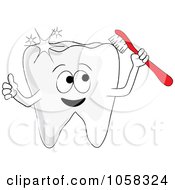 Poster, Art Print Of Sparkling Tooth Character Holding A Brush