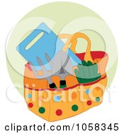 Garden Tote Bag With Tools Over A Green Circle