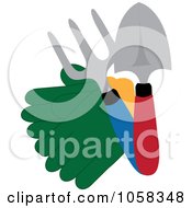 Poster, Art Print Of Pair Of Garden Gloves With Tools