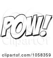 Poster, Art Print Of Cartoon Black And White Outline Design Of Pow