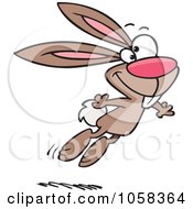 Royalty Free Vector Clip Art Illustration Of A Cartoon Jumping Brown Easter Bunny