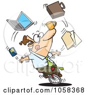 Royalty Free Vector Clip Art Illustration Of A Cartoon Businessman Juggling Tasks On A Unicycle