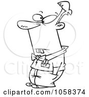 Royalty Free Vector Clip Art Illustration Of A Cartoon Black And White Outline Design Of A Buck Toothed Geek