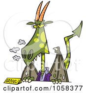 Royalty Free Vector Clip Art Illustration Of A Cartoon Dragon Lady Boss At Her Desk