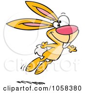 Royalty Free Vector Clip Art Illustration Of A Cartoon Jumping Yellow Easter Bunny