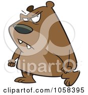 Cartoon Surly Bear Walking With Clenched Fists