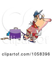 Cartoon Exhausted Man After Vacation
